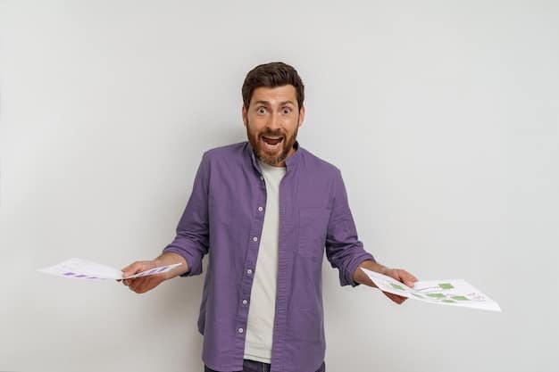 A split image showing, on one side, a person happily managing their finances on a laptop, and on the other side, a stressed individual struggling with bills. The contrast highlights the importance of financial planning in response to interest rate changes.