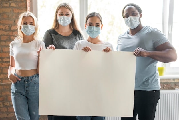 A diverse group of people standing together, holding signs advocating for lower prescription drug costs. The signs display various slogans related to affordable healthcare and fair drug pricing.