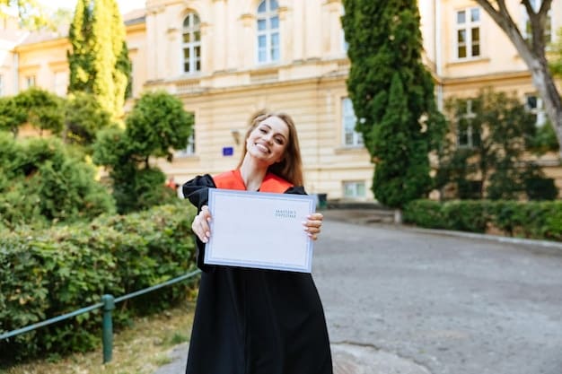 Students celebrating their graduation with diplomas in hand, against a backdrop of a university campus. The atmosphere is joyous and hopeful, representing the culmination of their educational journey.