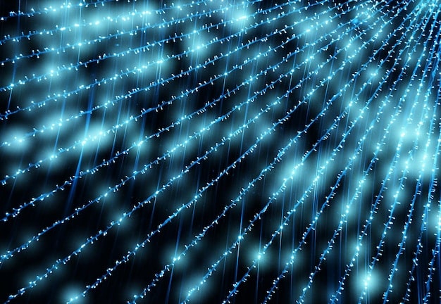 Visual representation of AI algorithms in action, depicted as glowing lines of code flowing through a network. The AI is shown actively identifying and neutralizing a cyber threat represented as a dark, jagged shape. The scene conveys a sense of dynamic protection and intelligent response.