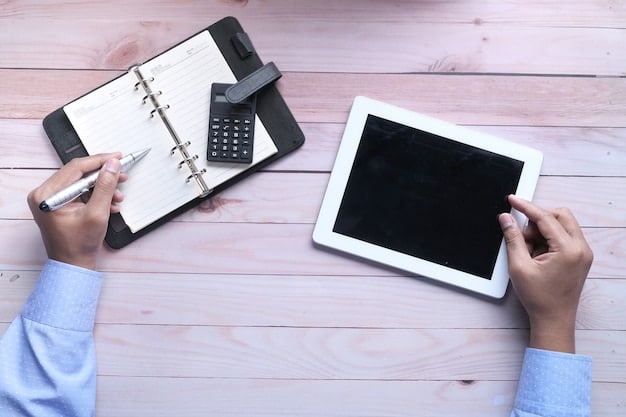 A hand interacting with a tablet showing a content calendar filled with blog post ideas and deadlines, highlighting the importance of planning and scheduling in content creation.
